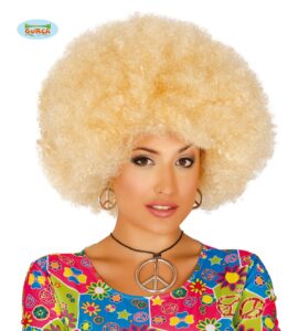 peluca afro rubia