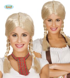 peluca coletas rubia