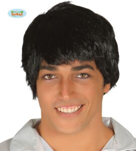 peluca hombre corta negra