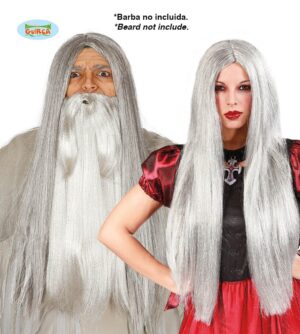 Peluca Larga Gris - Complementos